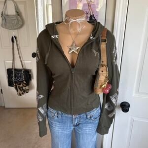 Y2k 2000s mcbling victorias secret PINK green zip hoodie